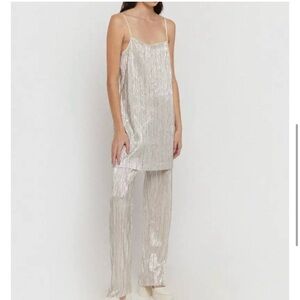 NWT Oak & Fort Sparkly Pleated Mini Dress